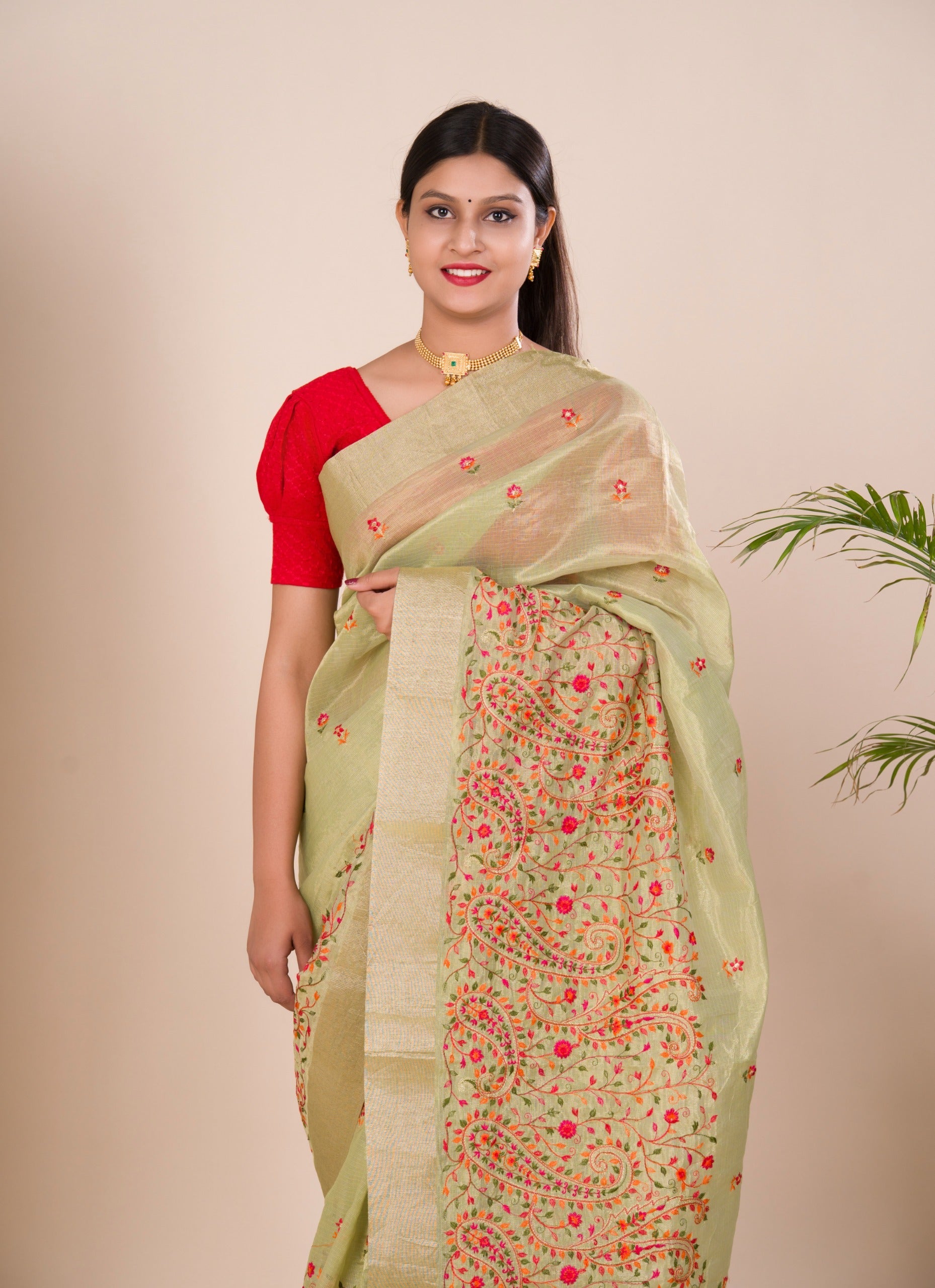 Tanmira New Beautiful Kota Doriya Designer With Kashida Work Saree SWA