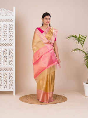 Tissue Silk Kanjivaram Style Banarasi Weaving Saree