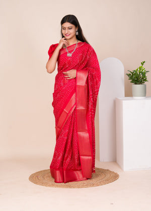 Cotton silk Ajrakh style Saree under 1000