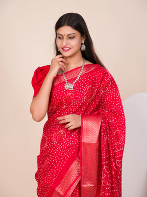 Cotton silk Ajrakh style Saree under 1000