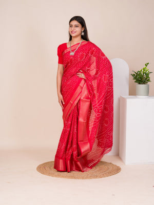 Cotton silk Ajrakh style Saree under 1000
