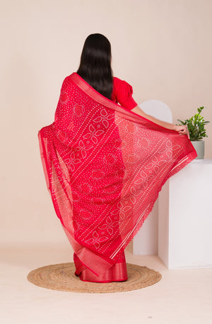 Cotton silk Ajrakh style Saree under 1000