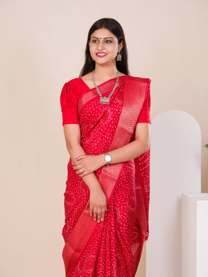 Cotton silk Ajrakh style Saree under 1000