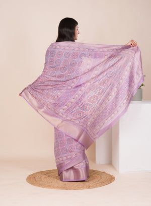 Cotton silk Ajrakh style Saree under 1000