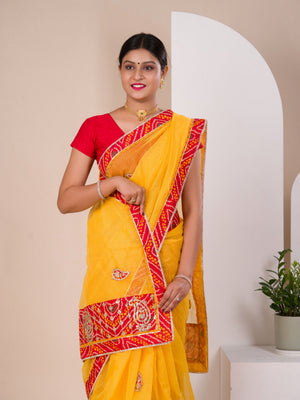 bandhani saree for casual wear