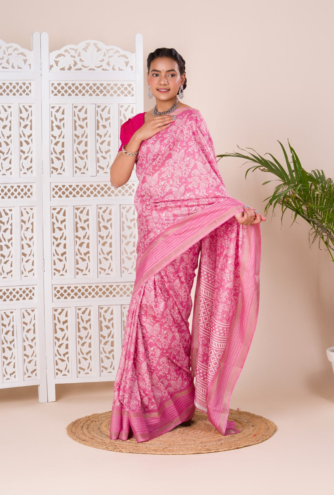 Tanmira New Batik Sanganeri Print Banarasi Border Saree STL