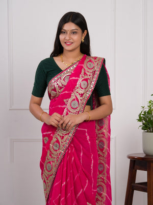 Georgette saree lahariya patterns gotapati work