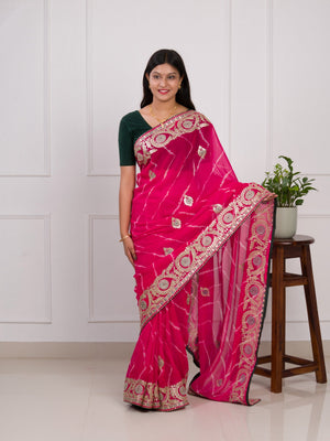 Georgette saree lahariya patterns gotapati work