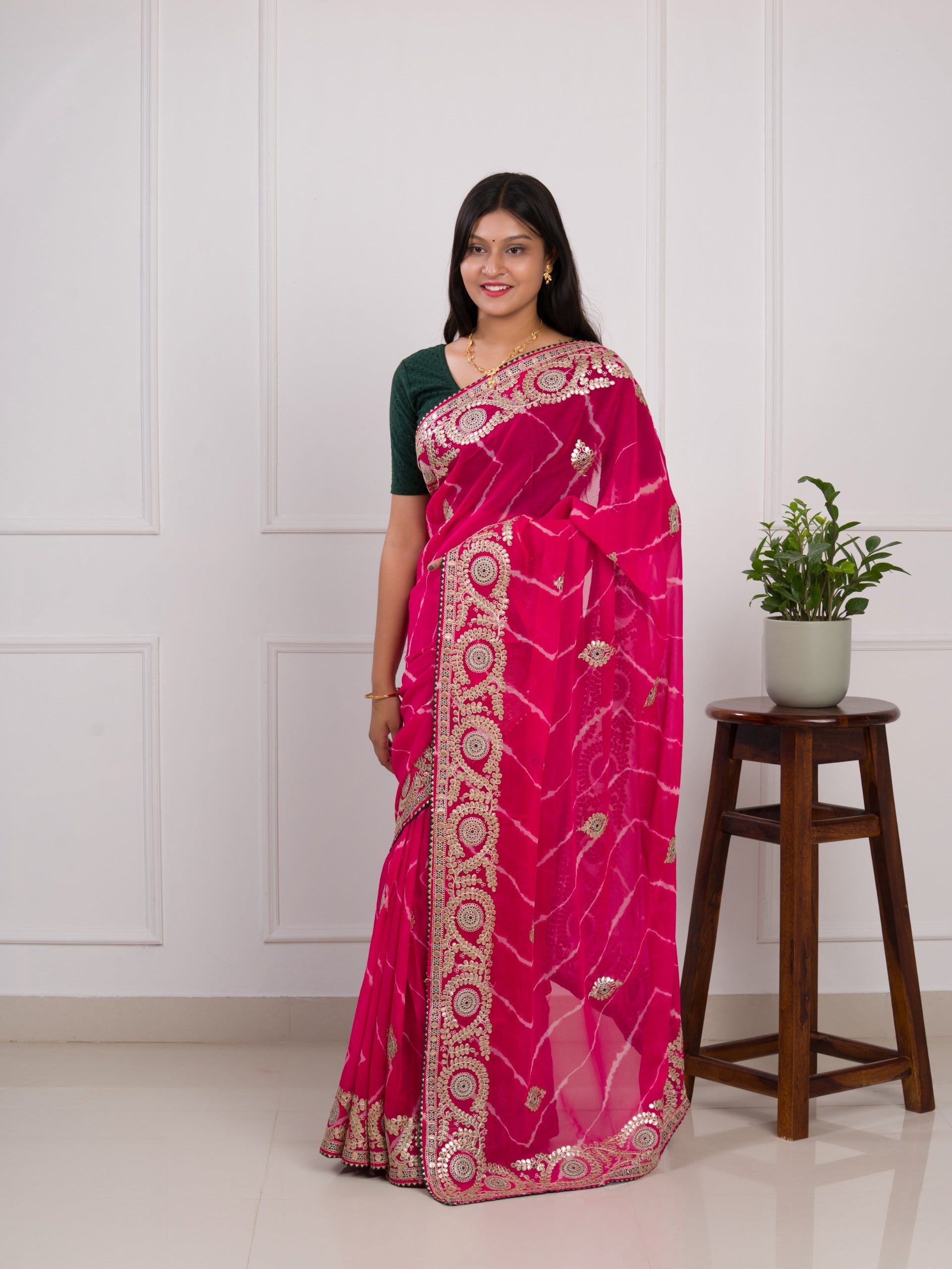 Georgette saree lahariya patterns gotapati work