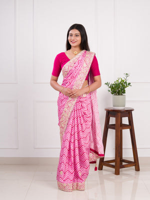 Lightweight Chinon Silk for party wear in pink color