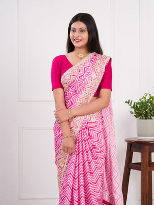 Lightweight Chinon Silk for party wear in pink color