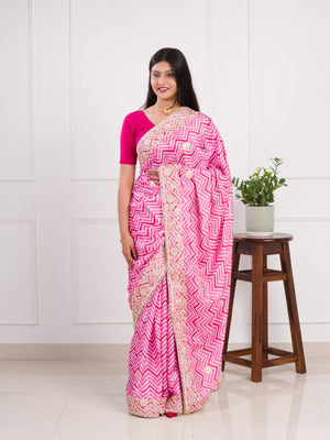 Lightweight Chinon Silk for party wear in pink color
