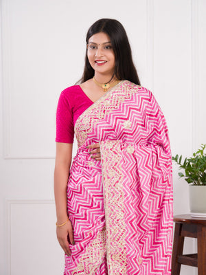 Lightweight Chinon Silk for party wear in pink color