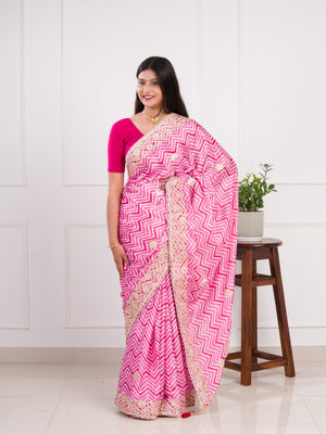 Lightweight Chinon Silk for party wear in pink color