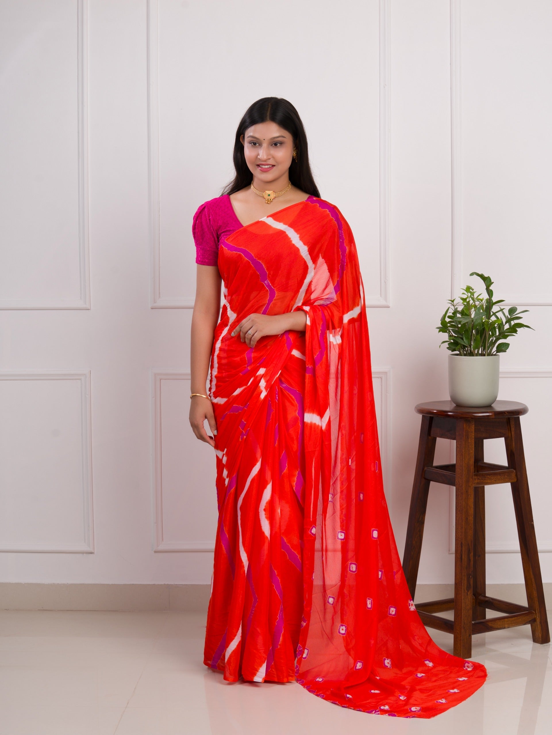Tanmira Latest New Jaipuri Traditional Chinon Bandhani Saree