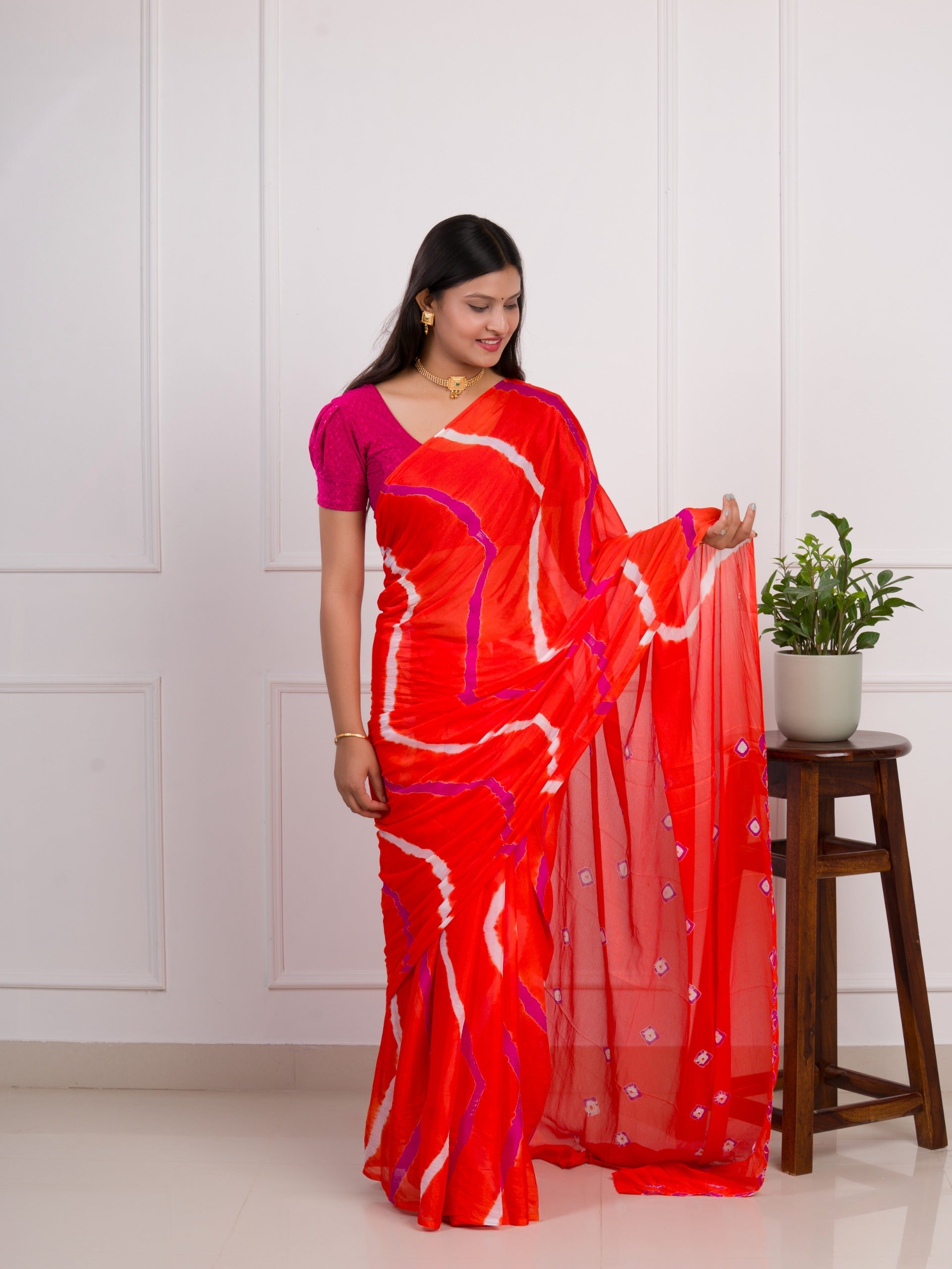 Tanmira Latest New Jaipuri Traditional Chinon Bandhani Saree