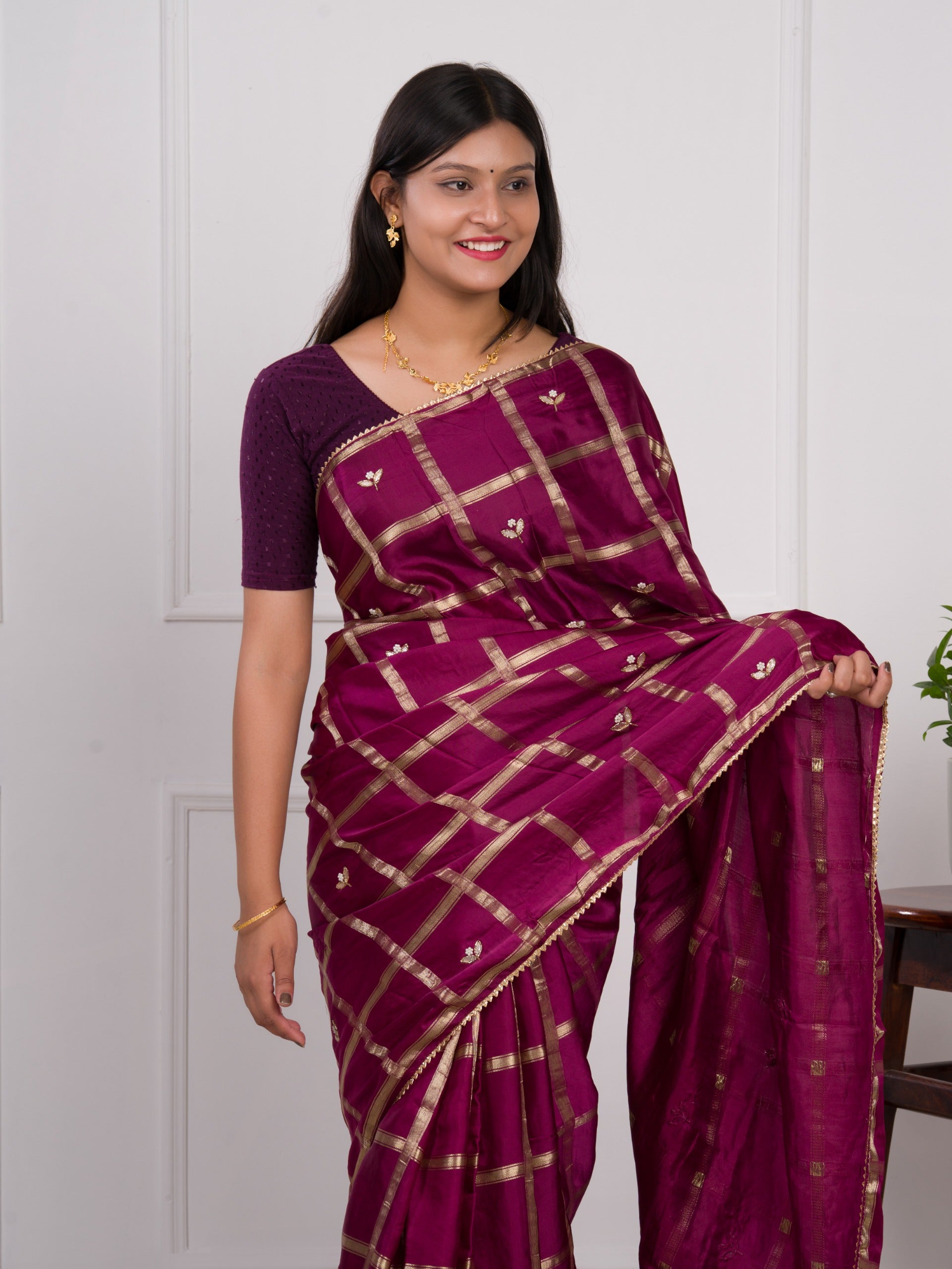 Tanmira Latest Arrival Designer Gaji Silk Gotapatti Handwork Saree Wine