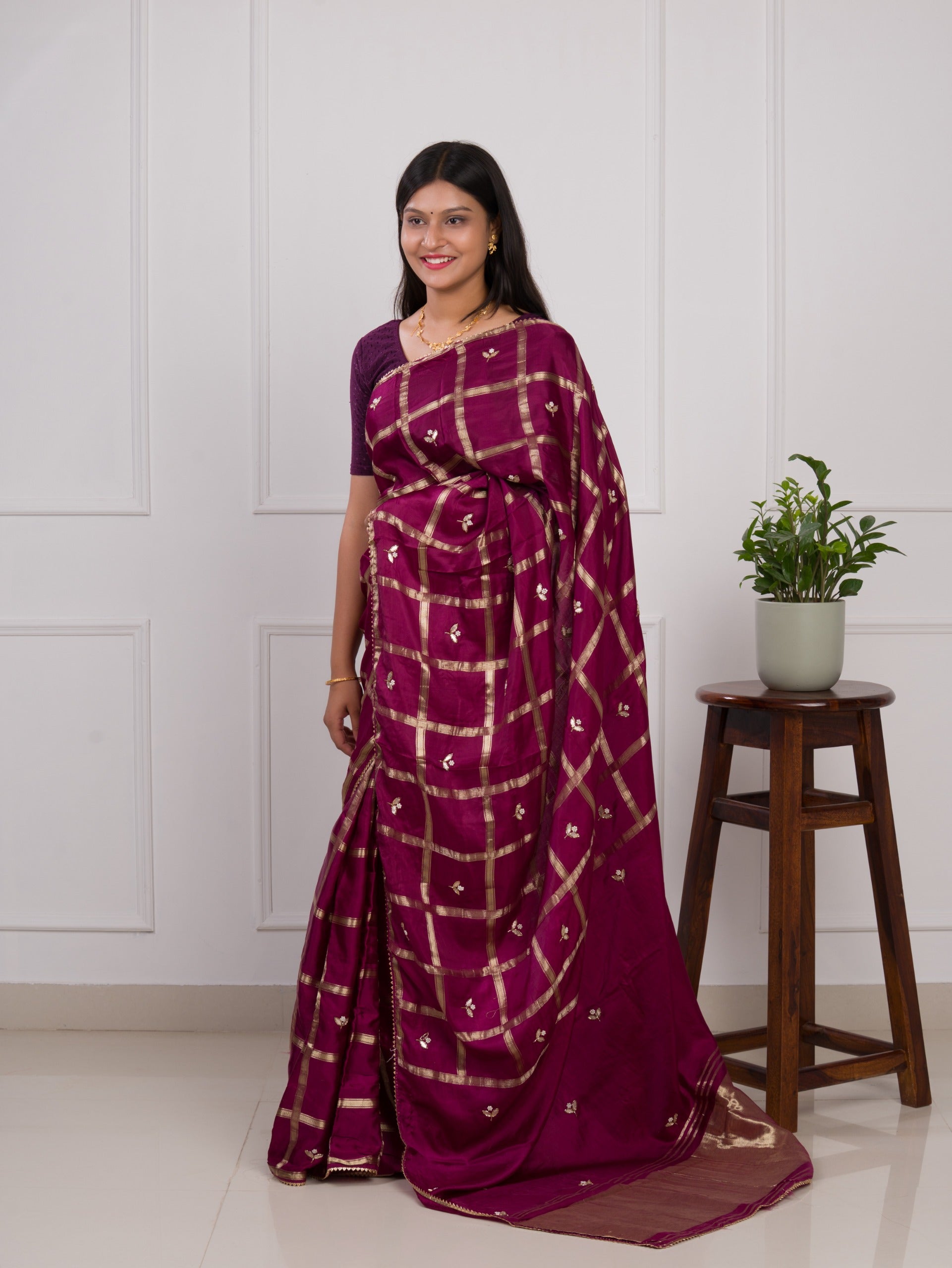 Tanmira Latest Arrival Designer Gaji Silk Gotapatti Handwork Saree Wine