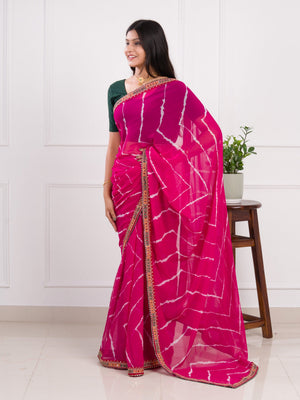 Leheriya style saree in pink colour