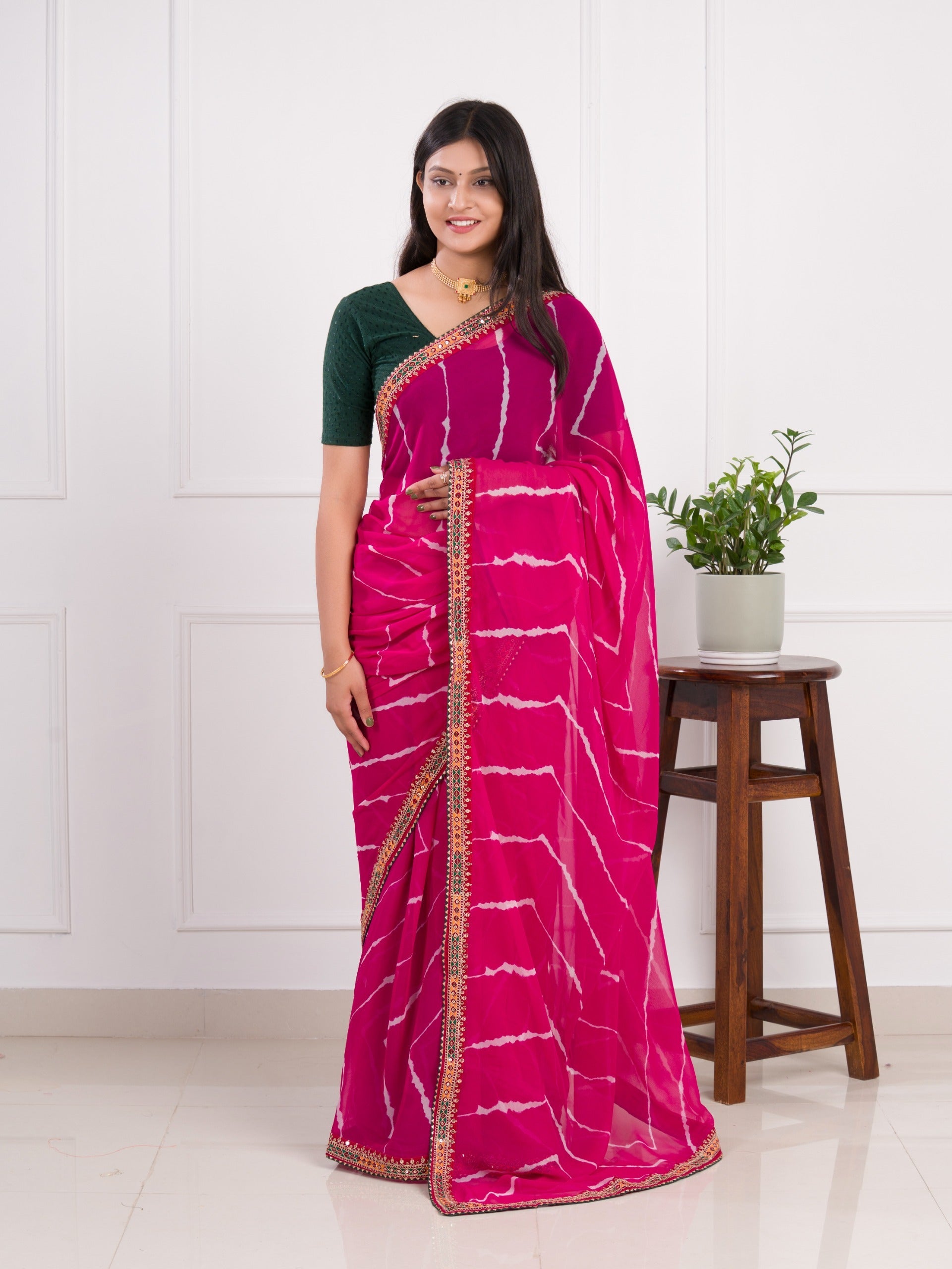 Tanmira Summer Special Georgette Leheriya Gotapatti Saree ASH