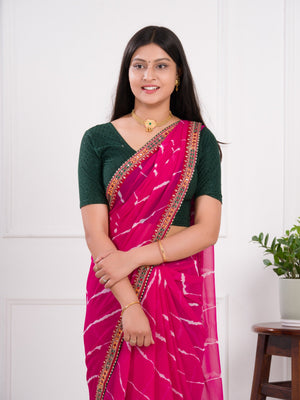 Leheriya style saree in pink colour