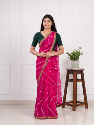 Leheriya style saree in pink colour