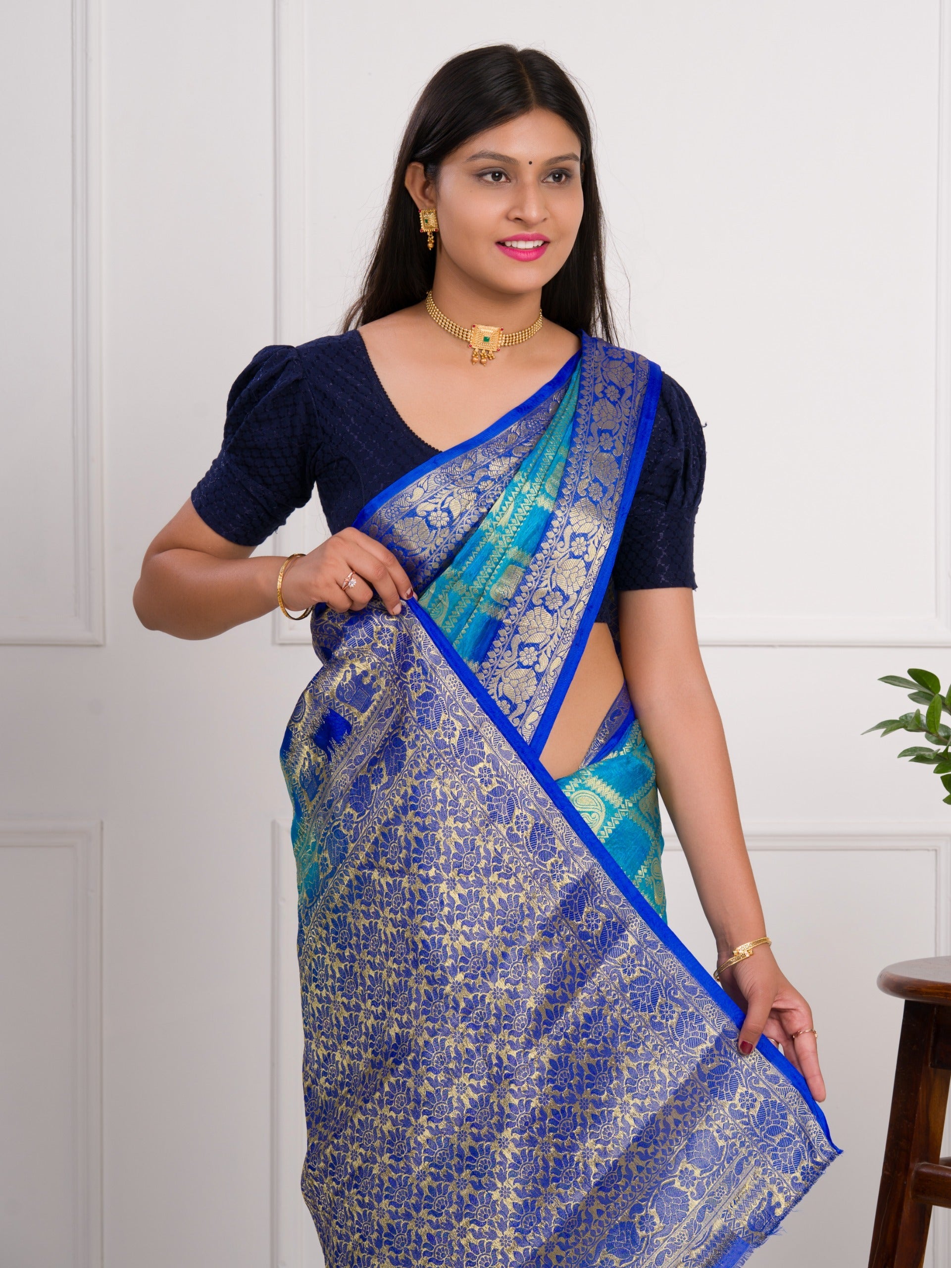 By Banarasi Saree With Festivel Wear