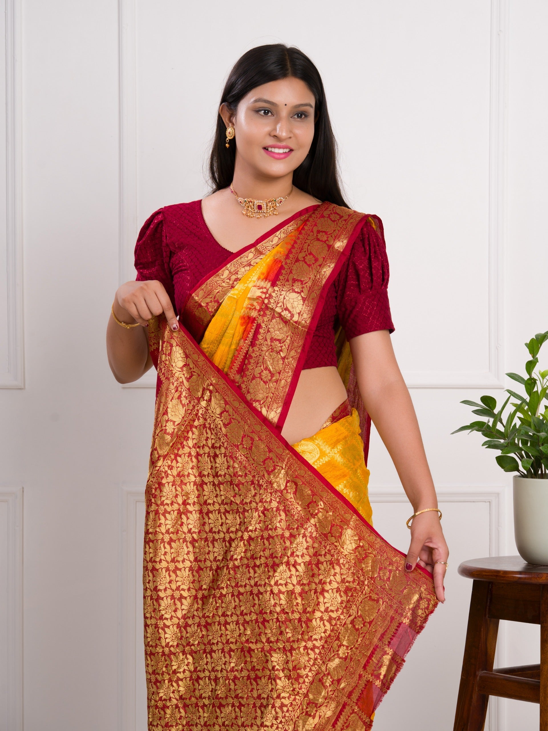 By Banarasi Saree With Festivel Wear