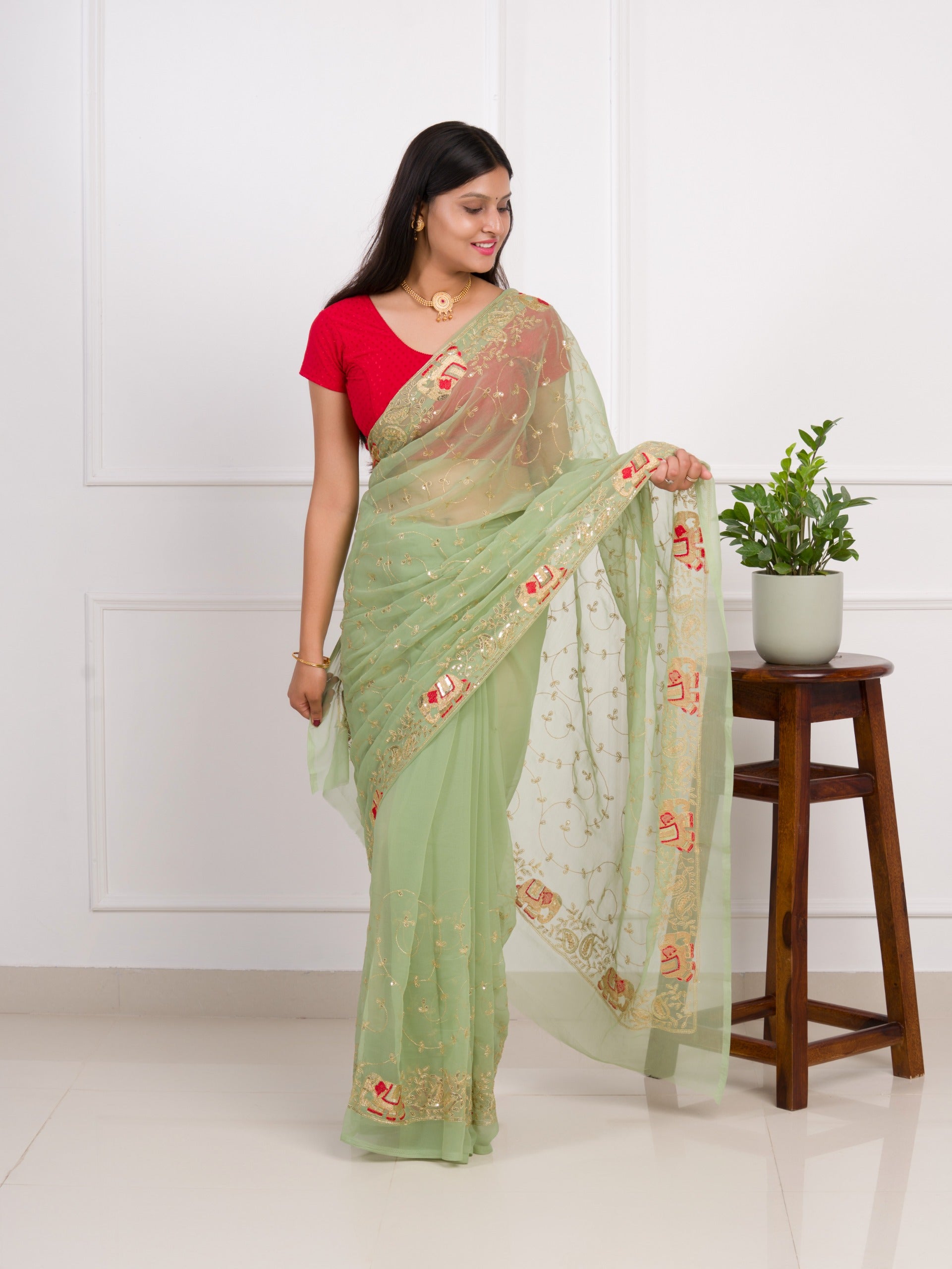 Tanmira New Cultural Elegance Traditional Georgette Saree for Bridesmaids JAY