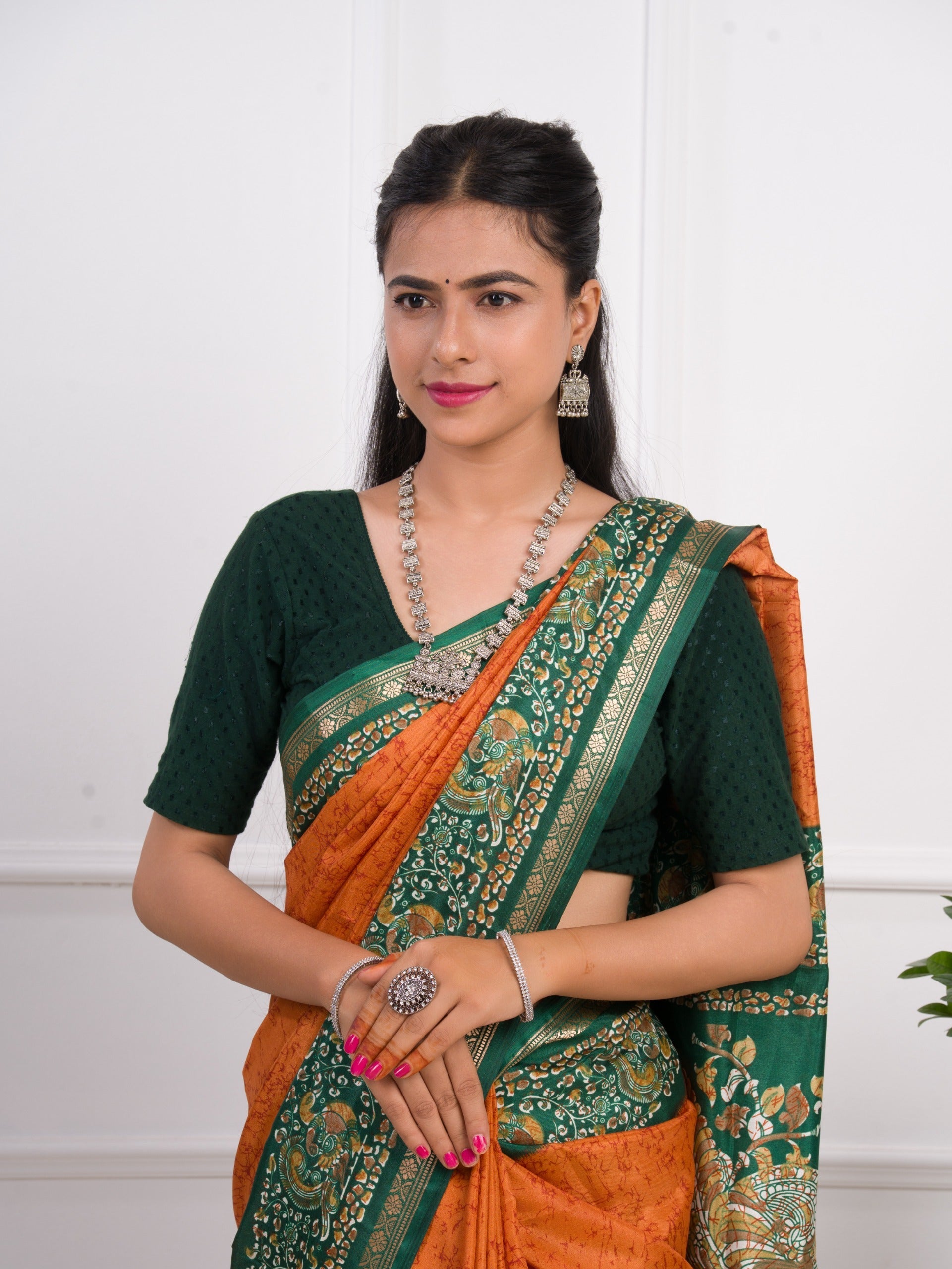 Tanmira New Launch Dola Silk Printed Style With Zari Border Work Saree VJT