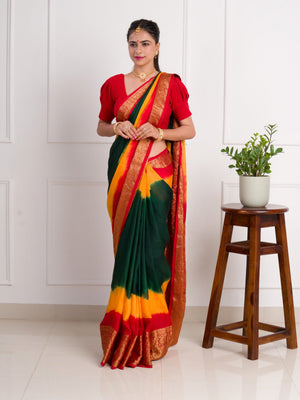 silk Zari weaving Work Saree in multi colour