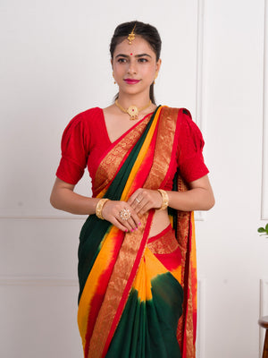 silk Zari weaving Work Saree in multi colour