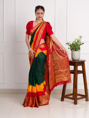 silk Zari weaving Work Saree in multi colour