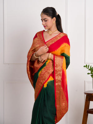 silk Zari weaving Work Saree in multi colour