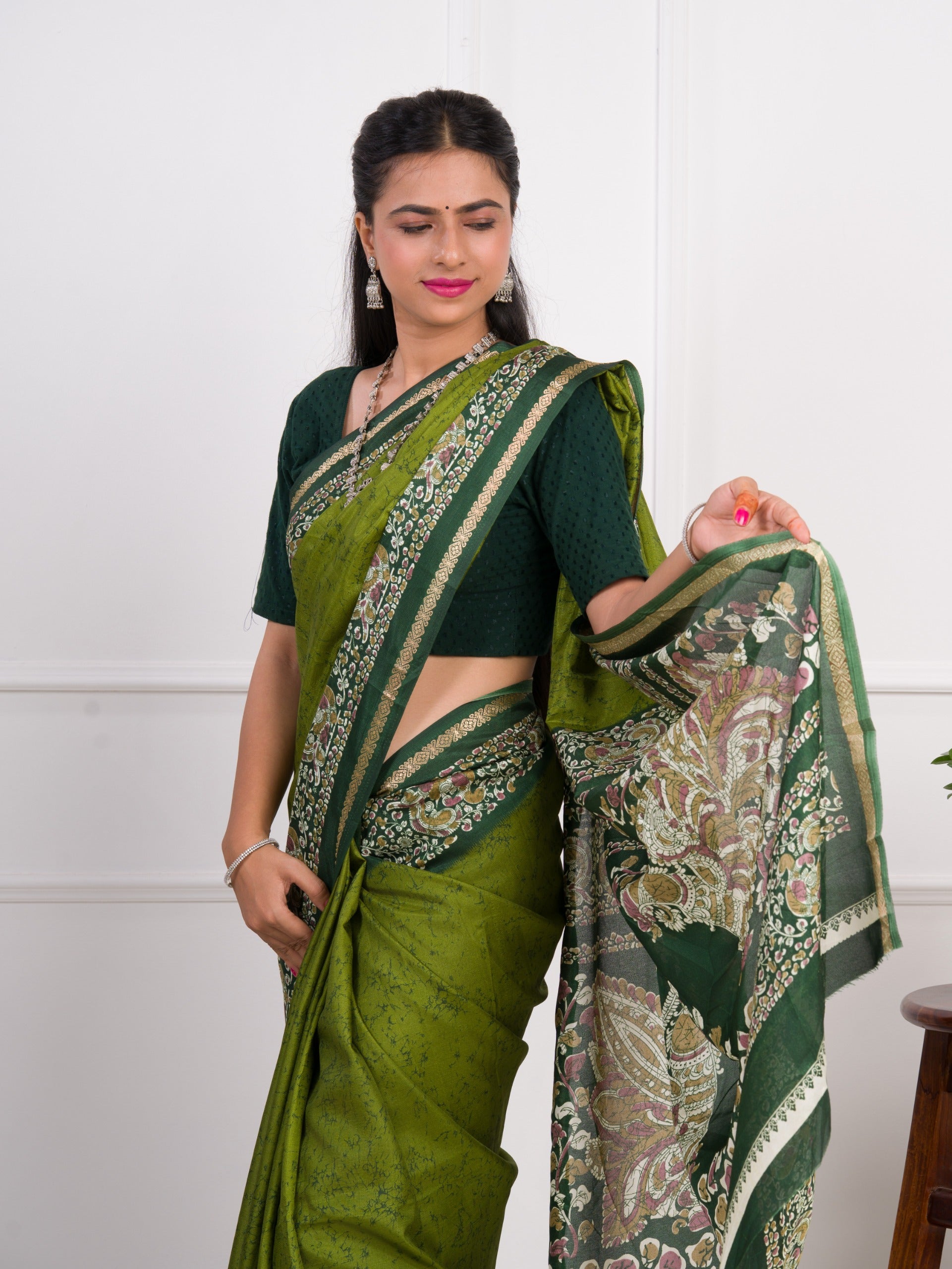 Tanmira New Dola Silk Printed Style With Zari Border Work Saree VJT