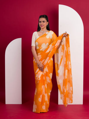 Georgette Flower Printed Style Saree for causal wear under 1000