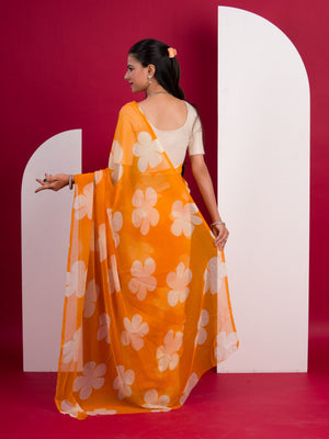 Georgette Flower Printed Style Saree for causal wear under 1000