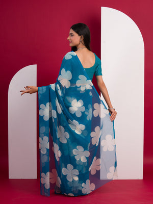 Georgette Flower Printed Style Saree for causal wear under 1000