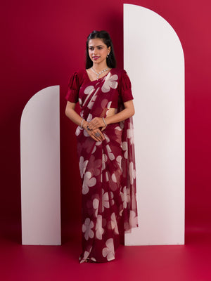 Georgette Flower Printed Style Saree for causal wear under 1000
