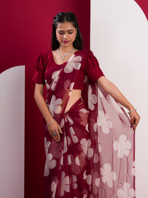 Georgette Flower Printed Style Saree for causal wear under 1000