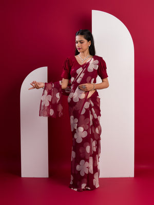 Georgette Flower Printed Style Saree for causal wear under 1000