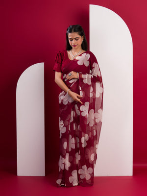 Georgette Flower Printed Style Saree for causal wear under 1000