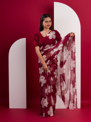 Georgette Flower Printed Style Saree for causal wear under 1000