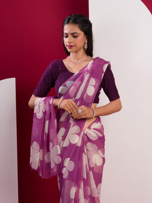 Georgette Flower Printed Style Saree for causal wear under 1000