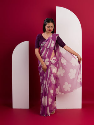 Georgette Flower Printed Style Saree for causal wear under 1000