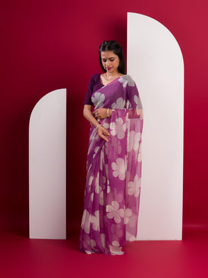 Georgette Flower Printed Style Saree for causal wear under 1000