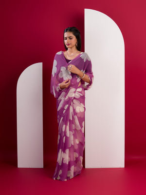 Georgette Flower Printed Style Saree for causal wear under 1000