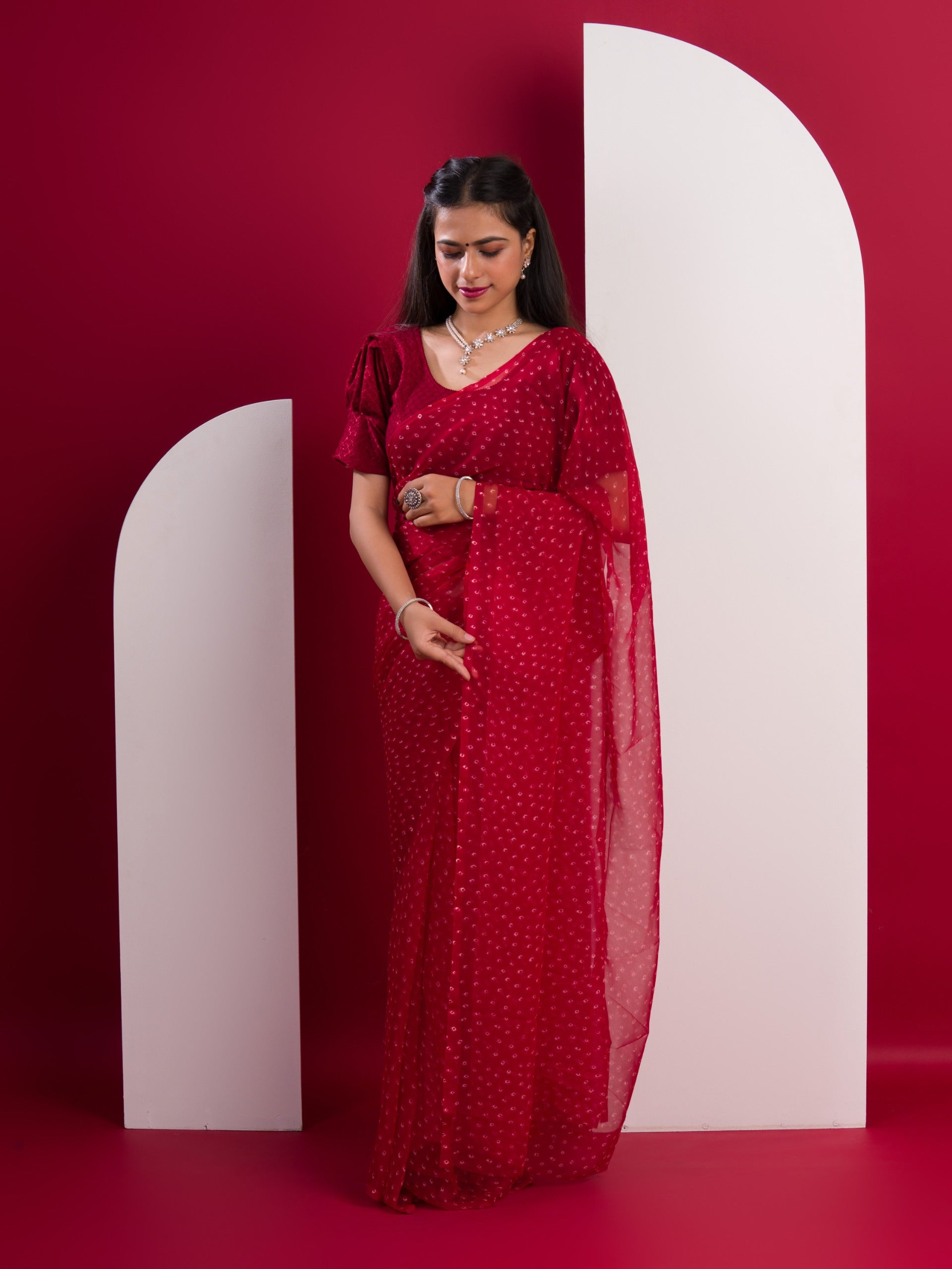 Tanmira Launch New Chiffon Bandhani Light Weight Saree SUN