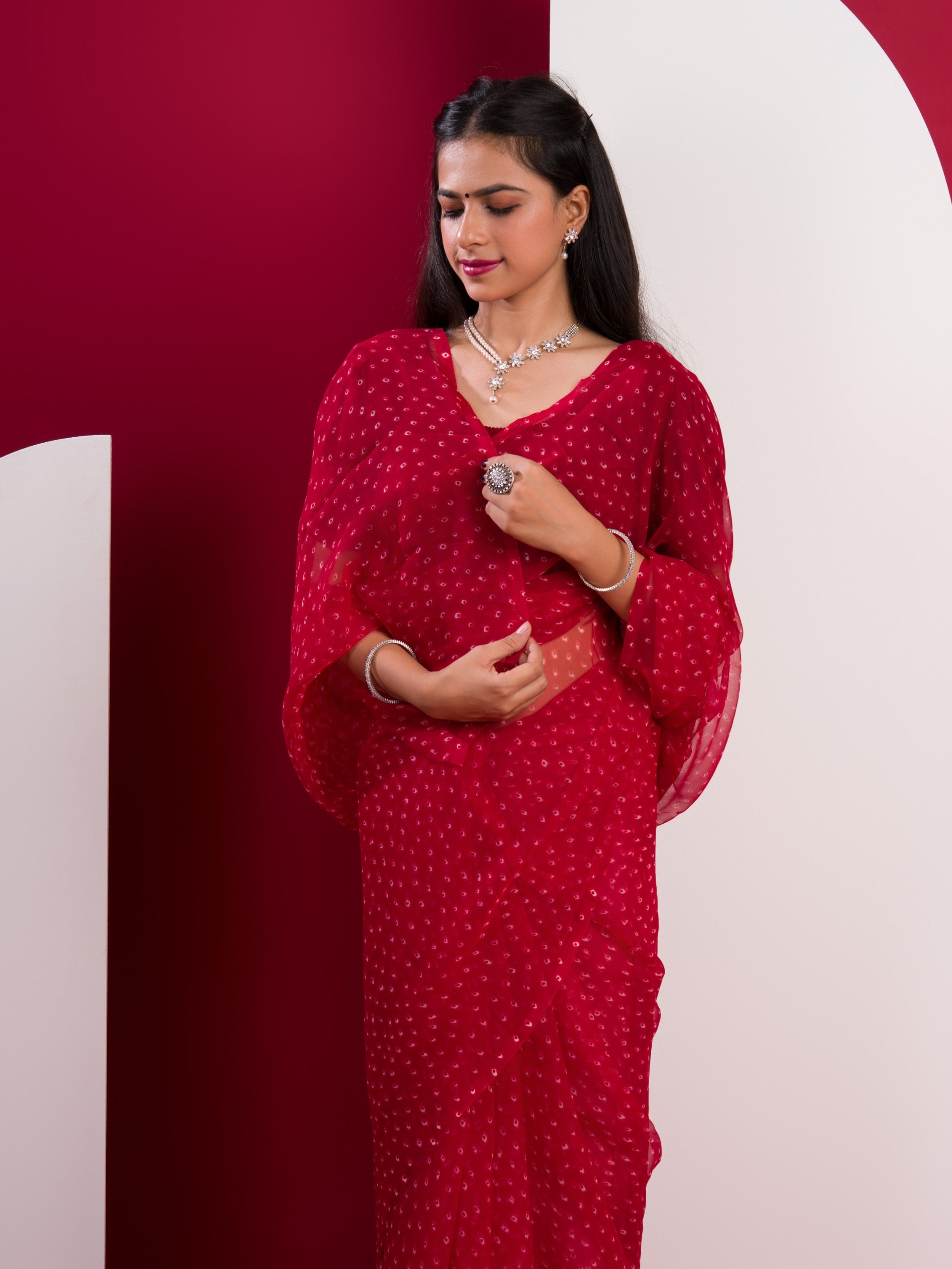 Tanmira Launch New Chiffon Bandhani Light Weight Saree SUN