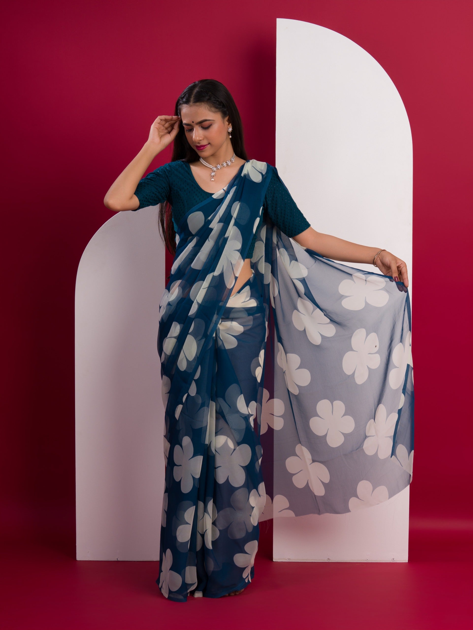 Tanmira Latest Pure Georgette Flower Printed Style Saree SUN